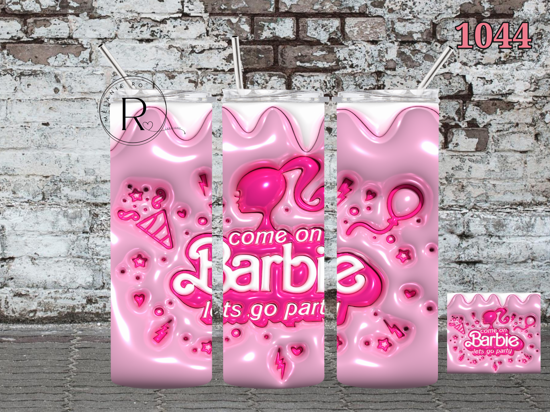 Pink and White Barbie Tumbler The Bling Box
