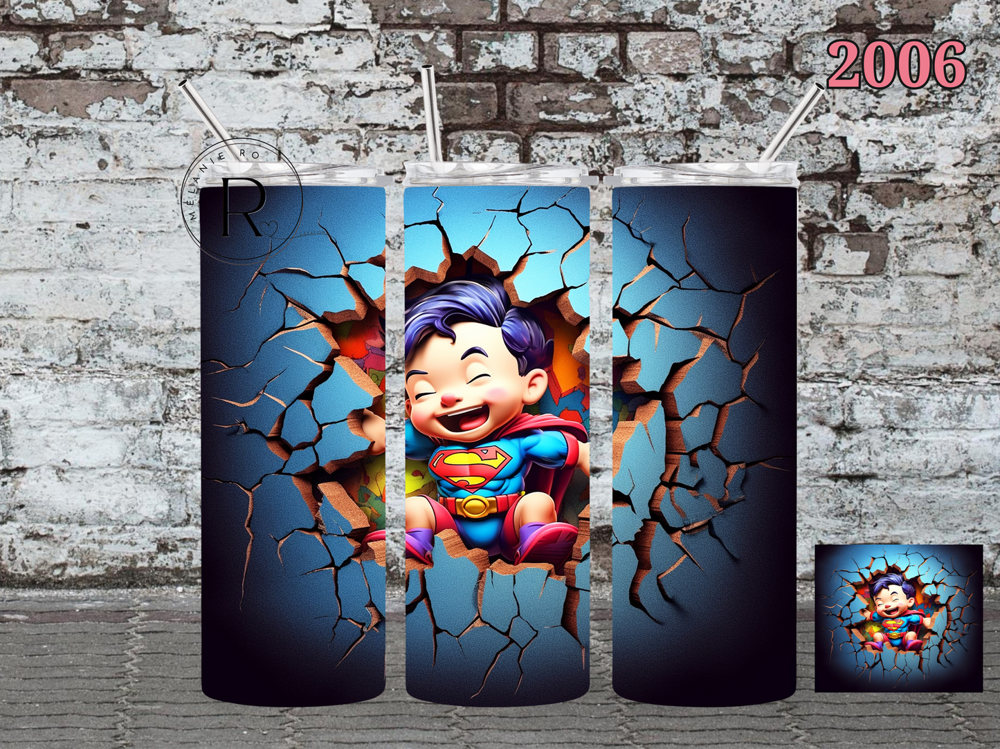 Baby Superman Blue Wall Tumbler
